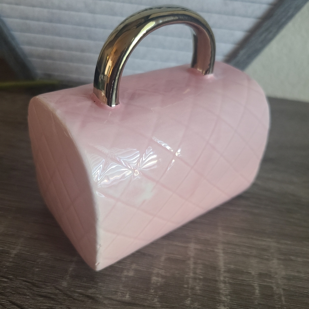 Pretty in Pink Gold Handbag Purse Room Office Home decor Glamorous Decorative - Picture 5 of 9